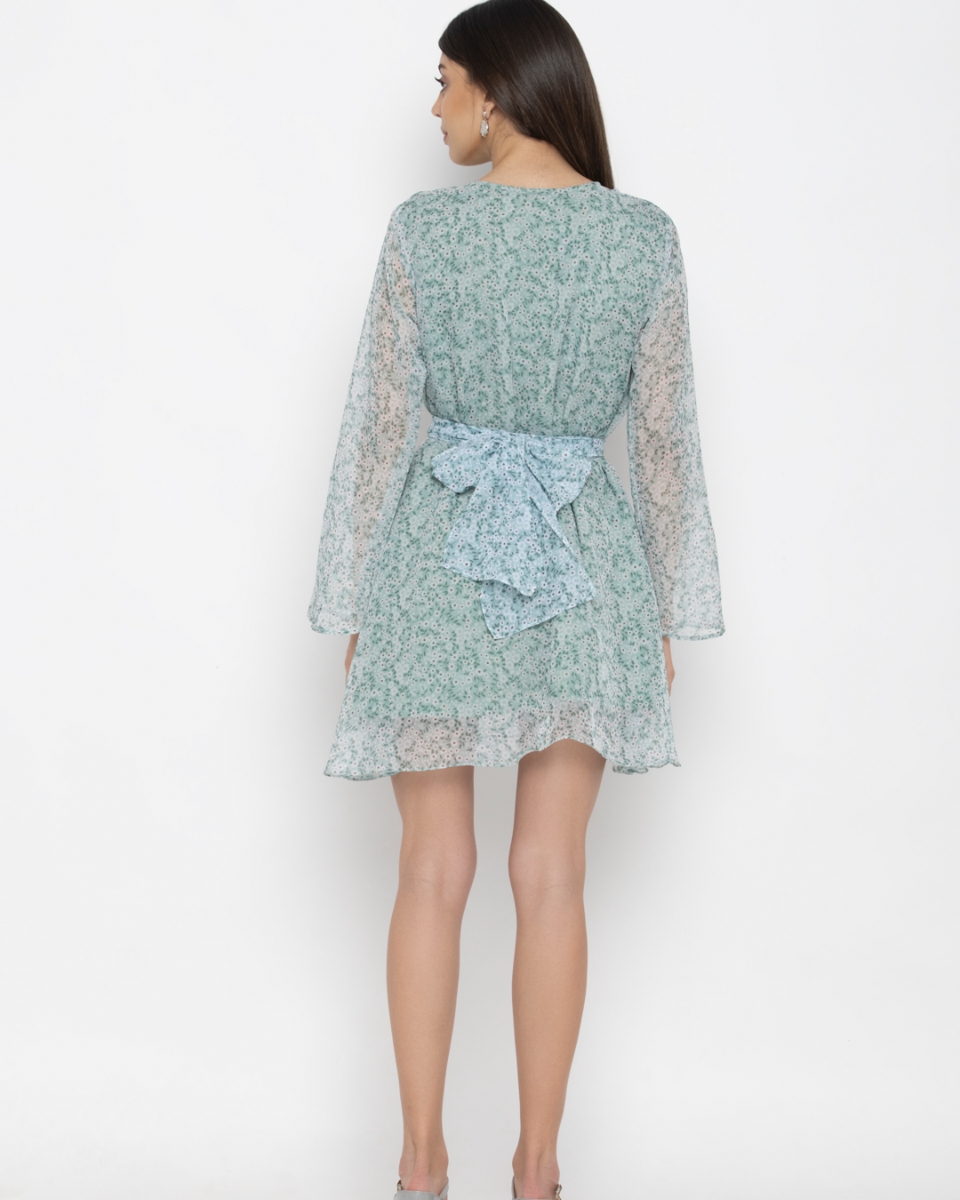 Ocean Green Georgette Short Dress