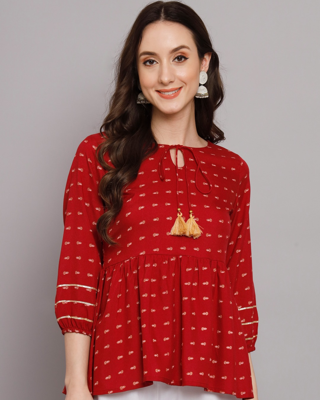 Go Desi Maroon Casual Outing Top