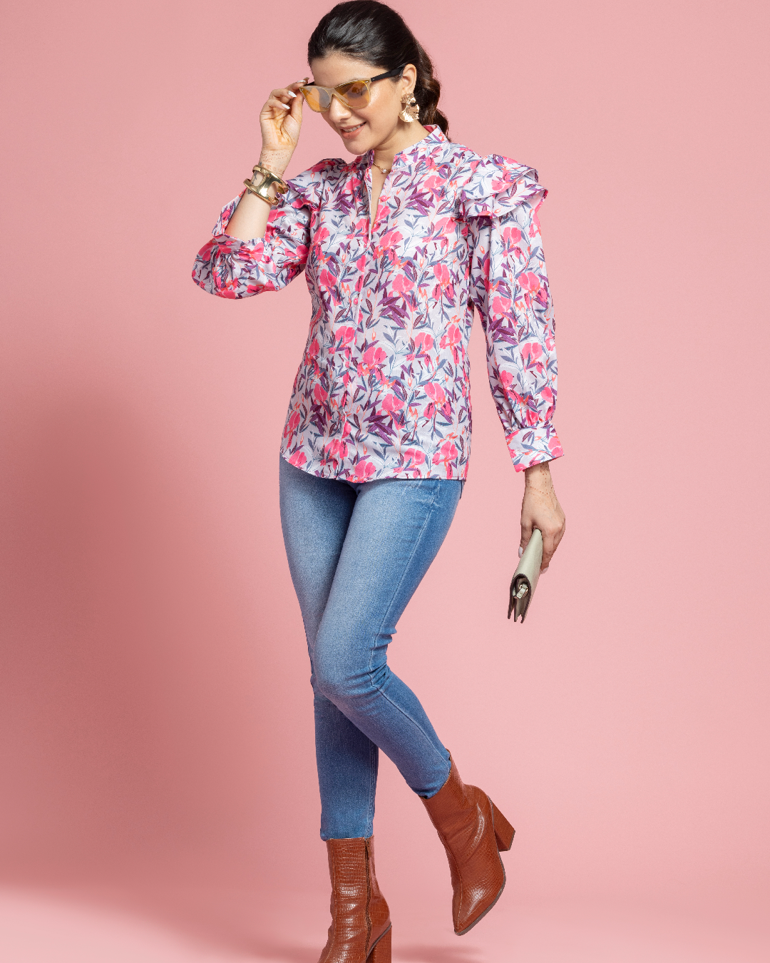 Pink Ruffled Jamaican Top