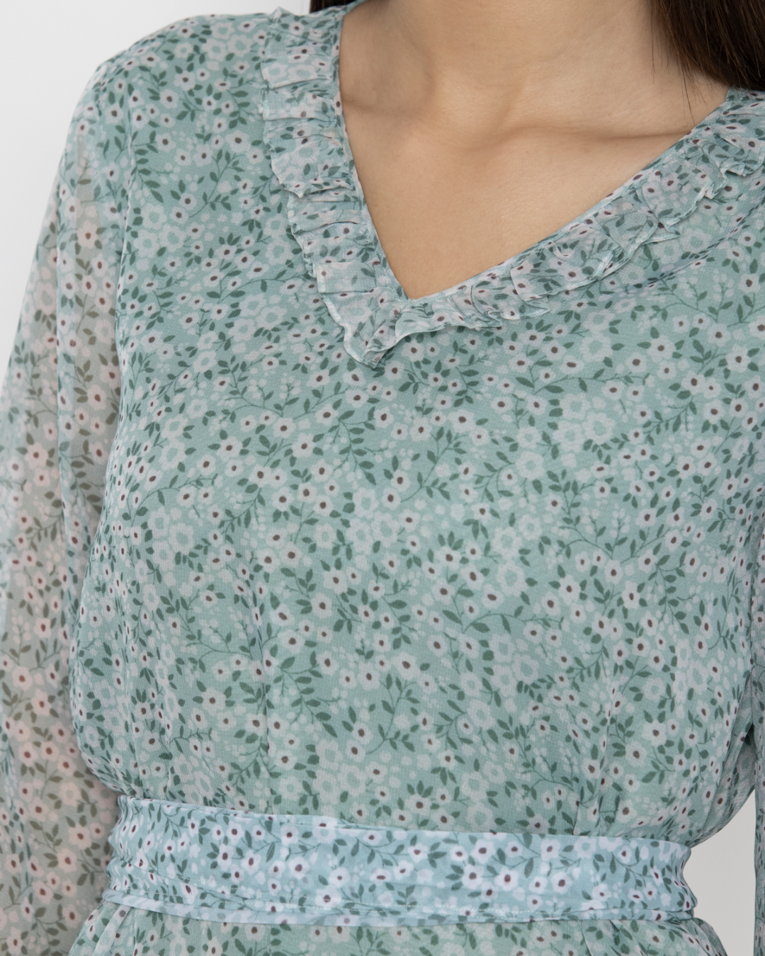 Ocean Green Georgette Short Dress