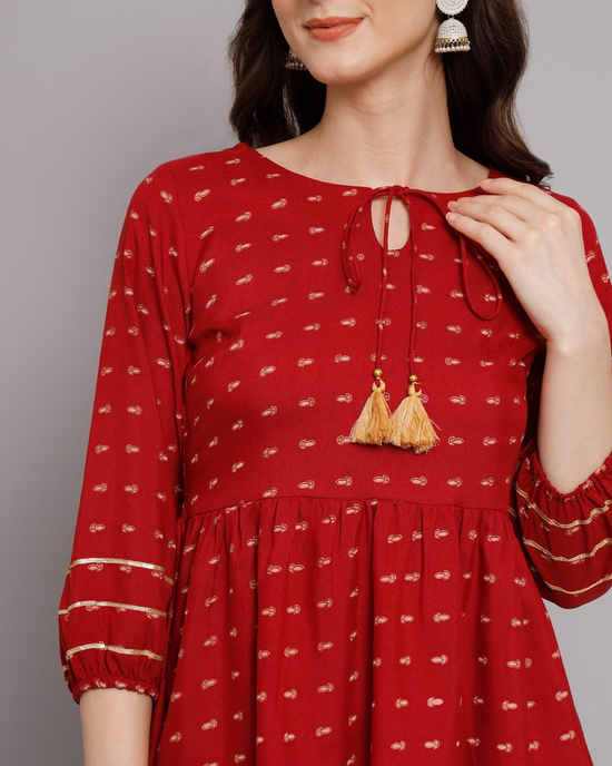 Go Desi Maroon Casual Outing Top