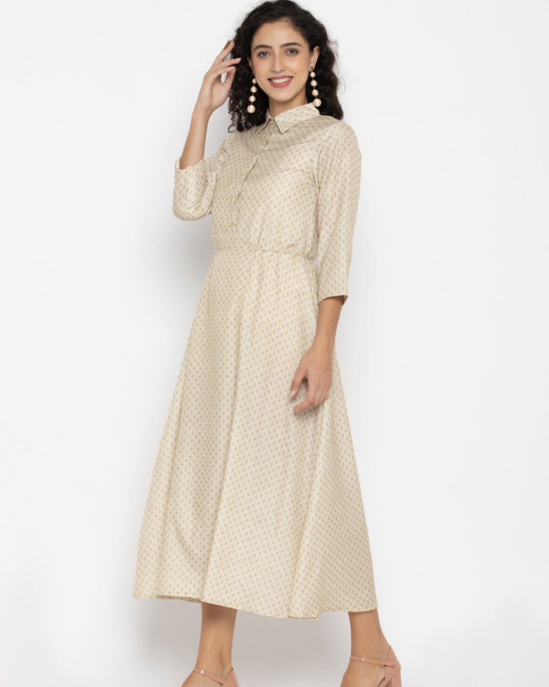 Cream Colored Midi Dress