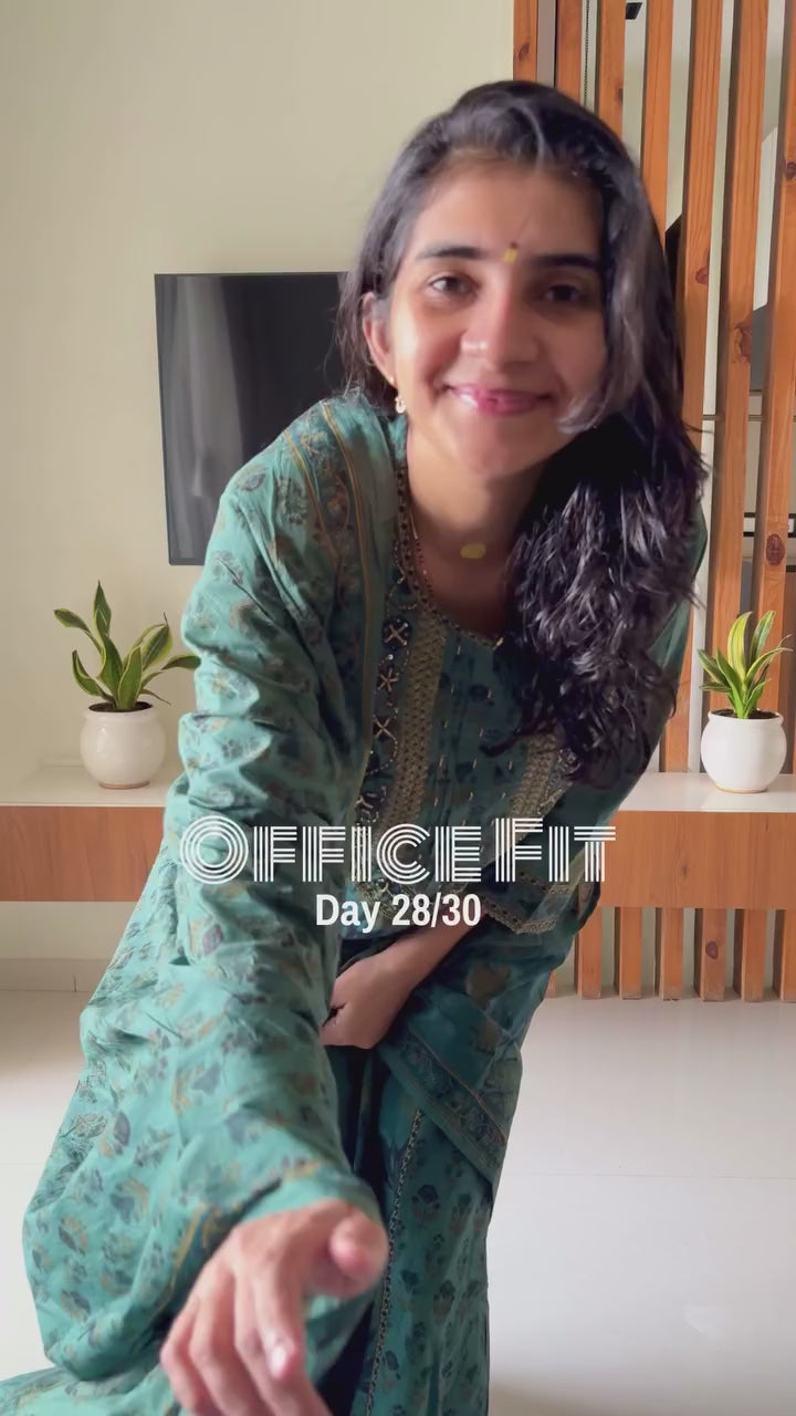 Sarika Teal Blue Cotton Straight Salwar Suit Set For Women
