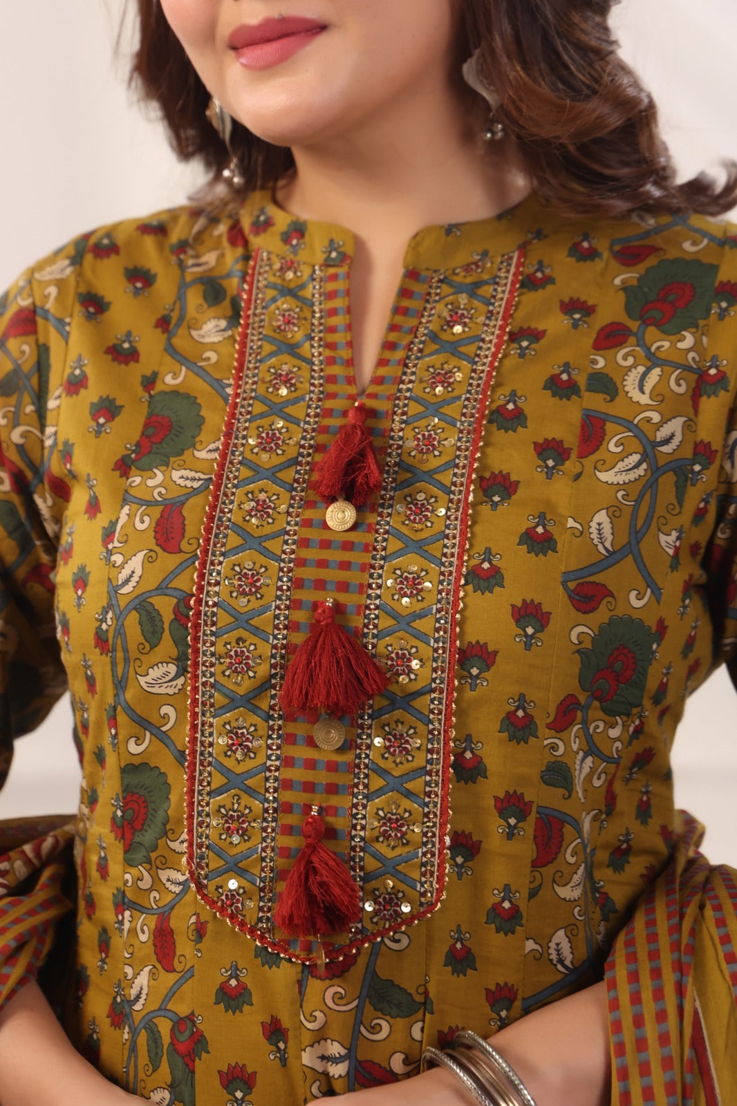 Gayatri Mustard Cotton Anarkali Suit Set