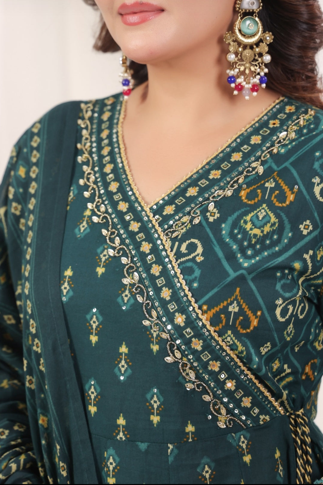 Omkari Green Premium Jaipur Cotton Anarkali Set With Dupatta