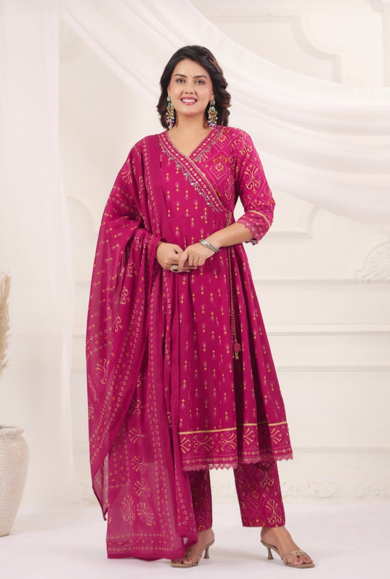 Chandrika Pink Premium Jaipur Cotton Anarkali Set With Dupatta