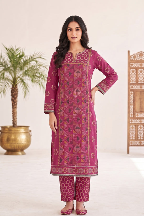 Abhaya Pink Premium Cotton Straight Salwar Suit Set For Women
