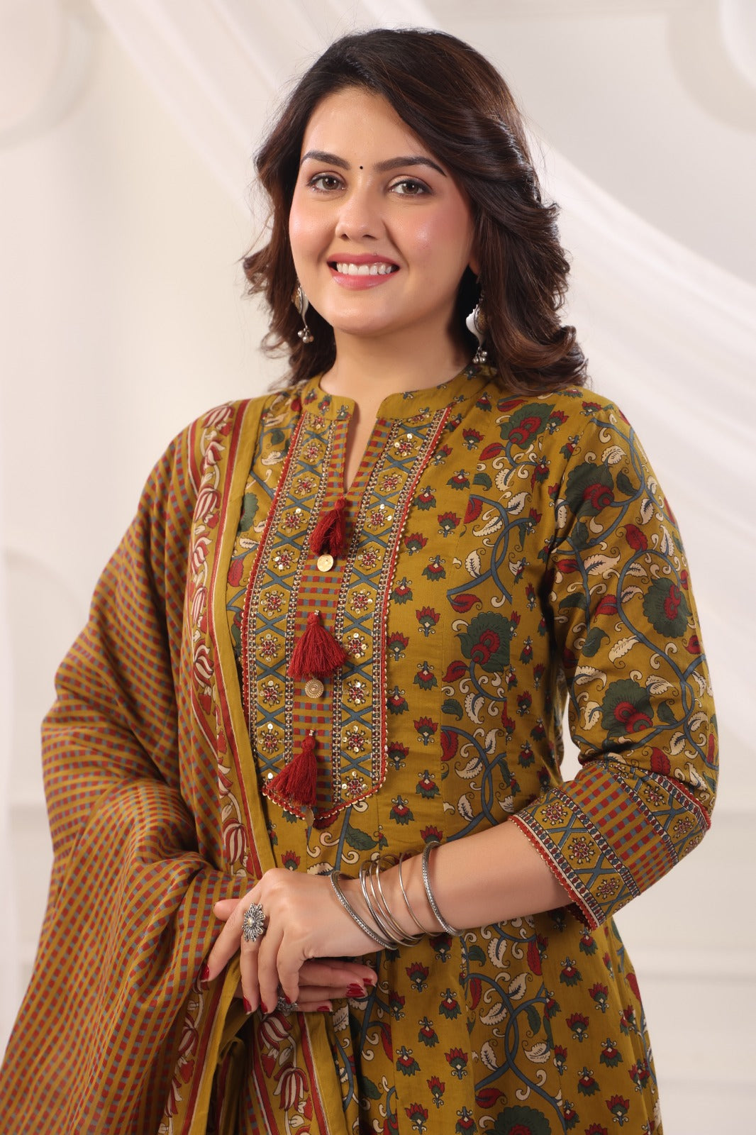 Gayatri Mustard Cotton Anarkali Suit Set