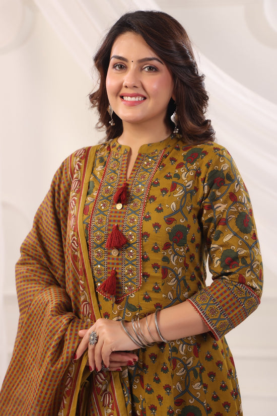 Gayatri Mustard Cotton Anarkali Suit Set