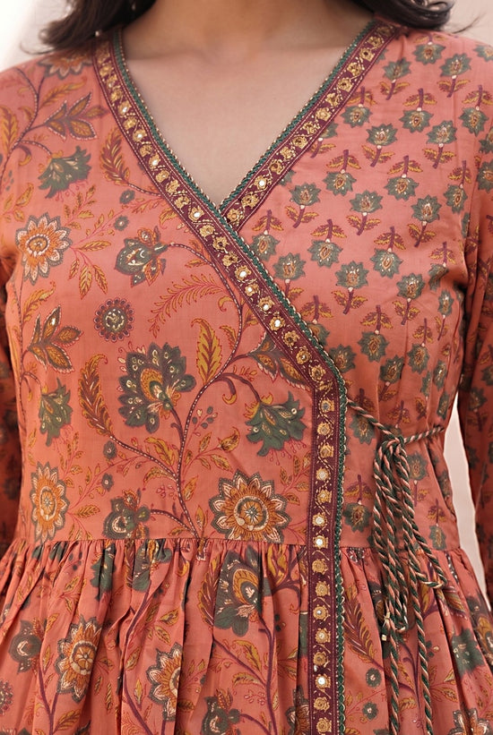 Chaitali Peach Premium Cotton Anarkali Set With Dupatta