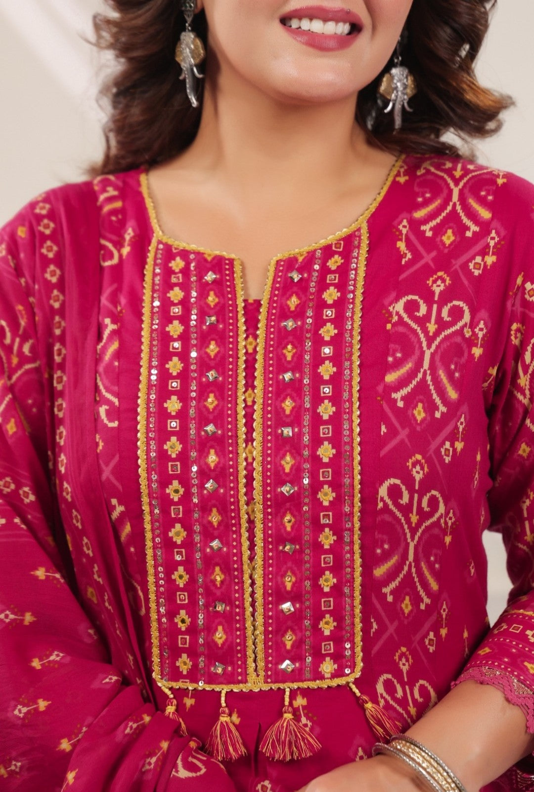 Padma Pink Premium Cotton Anarkali Set With Dupatta