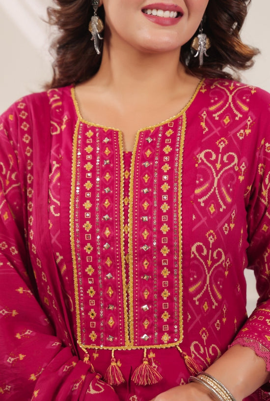 Padma Pink Premium Cotton Anarkali Set With Dupatta