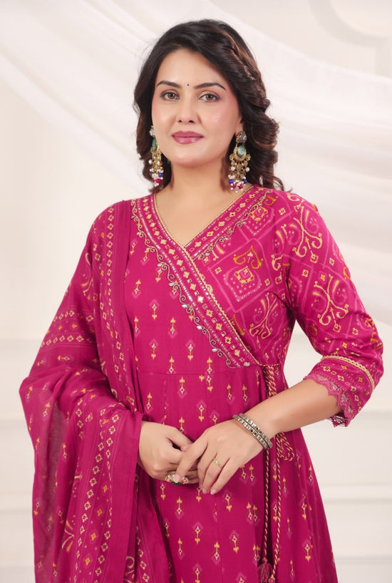Chandrika Pink Premium Jaipur Cotton Anarkali Set With Dupatta