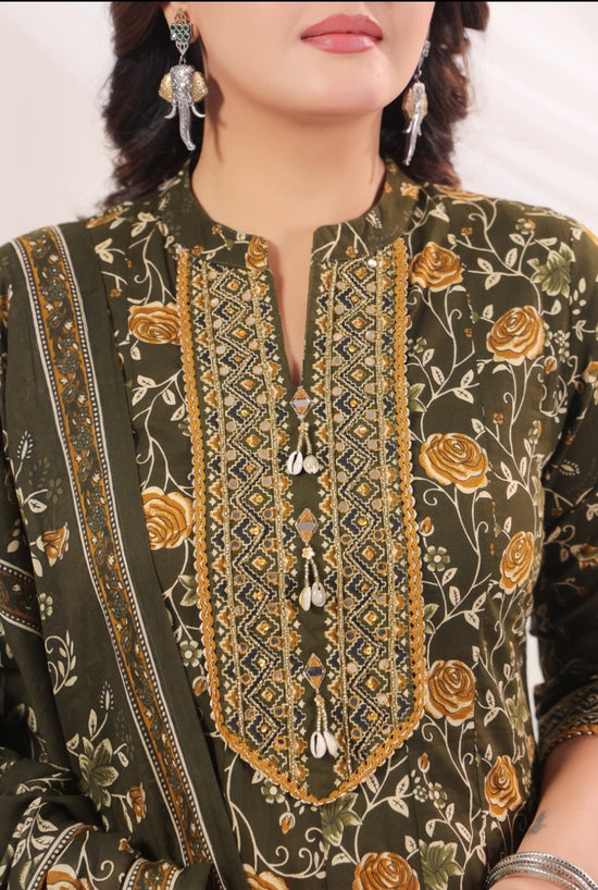 Aishani Green Premium Jaipur Cotton Anarkali Set With Dupatta