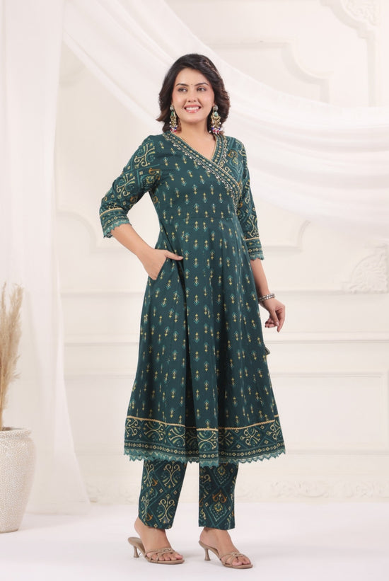 Omkari Green Premium Jaipur Cotton Anarkali Set With Dupatta