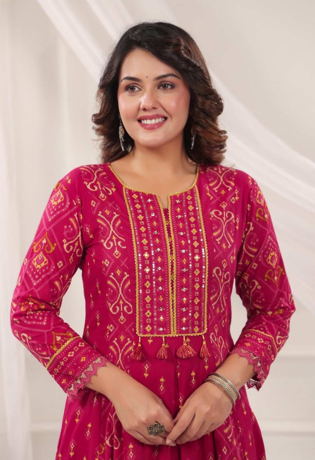 Padma Pink Premium Cotton Anarkali Set With Dupatta